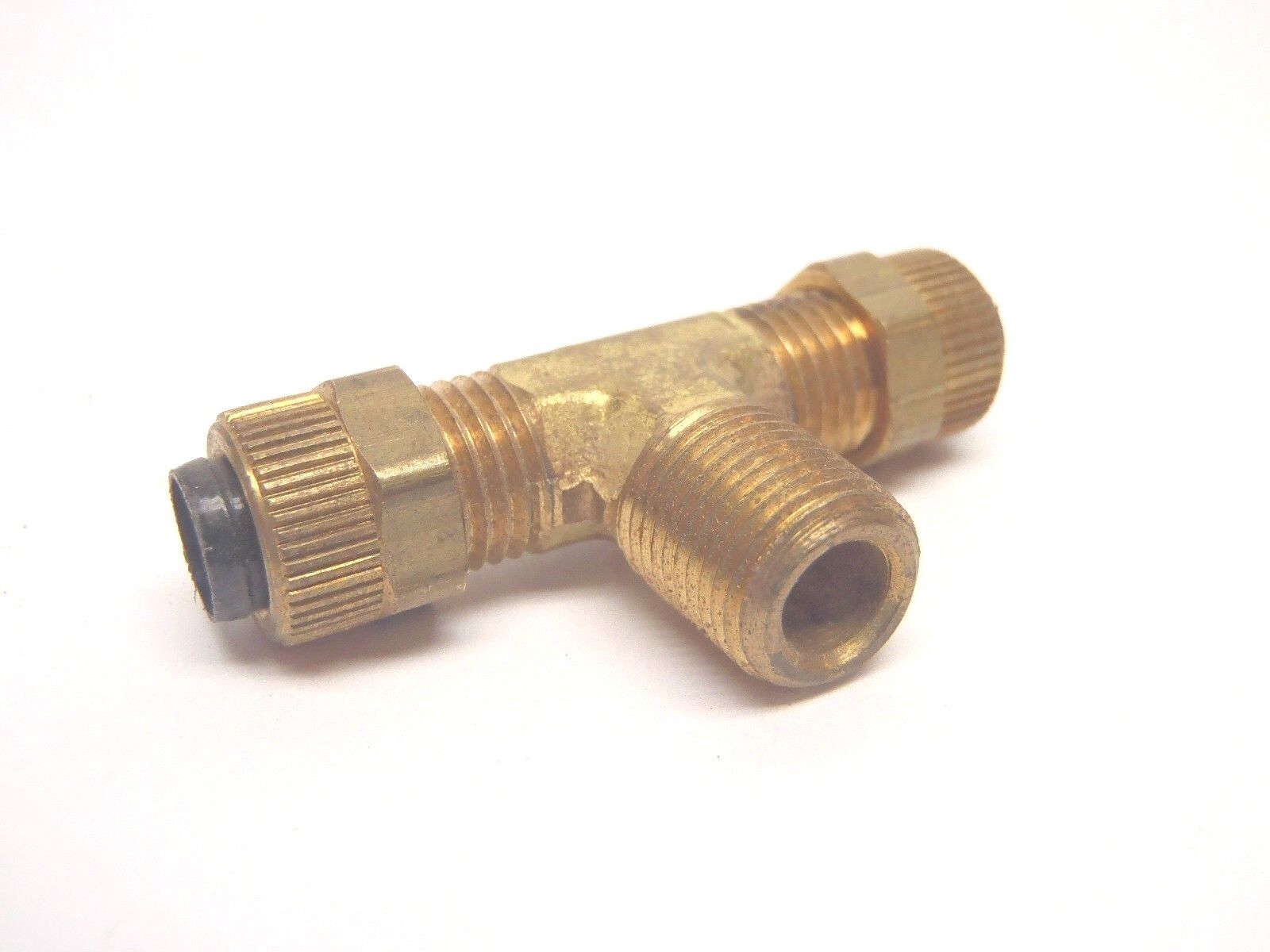 Parker 172P-4-2 / 272P-1/4 Poly Tube Brass Tee 1/4" OD to 1/8" MPT Branch - Maverick Industrial Sales