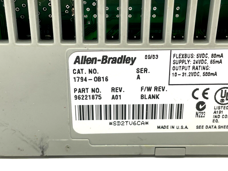 Allen Bradley 1794-TB3 Ser. A Terminal Base w/ 1794-OB16 Ser. A Output Module - Maverick Industrial Sales