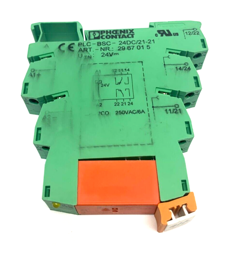 Phoenix Contact PLC-BSC-24DC/21-21 Relay Base 2967015 w/ Schrack RTE25024 Relay - Maverick Industrial Sales