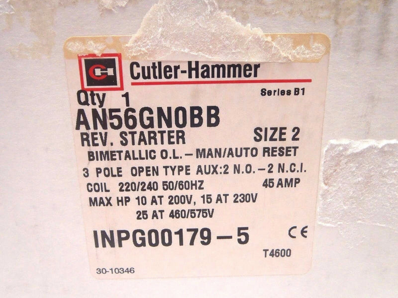 Cutler Hammer AN56GN0BB Motor Starter Bimetallic Man/Auto Reset 3 Pole 45A - Maverick Industrial Sales