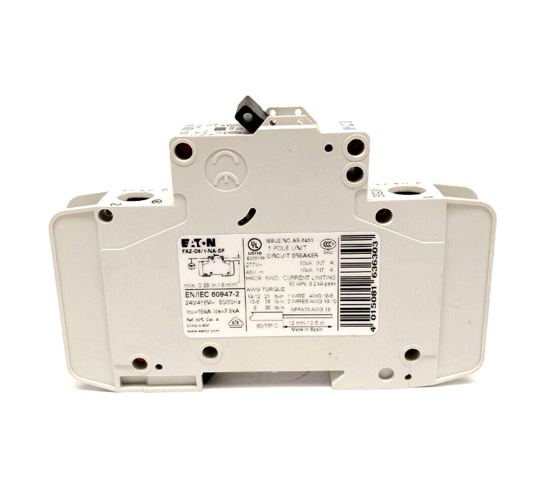 Eaton FAZ-C6/1-NA-SP Miniature Circuit Breaker 1P 6A 48VDC 277/480VAC - Maverick Industrial Sales