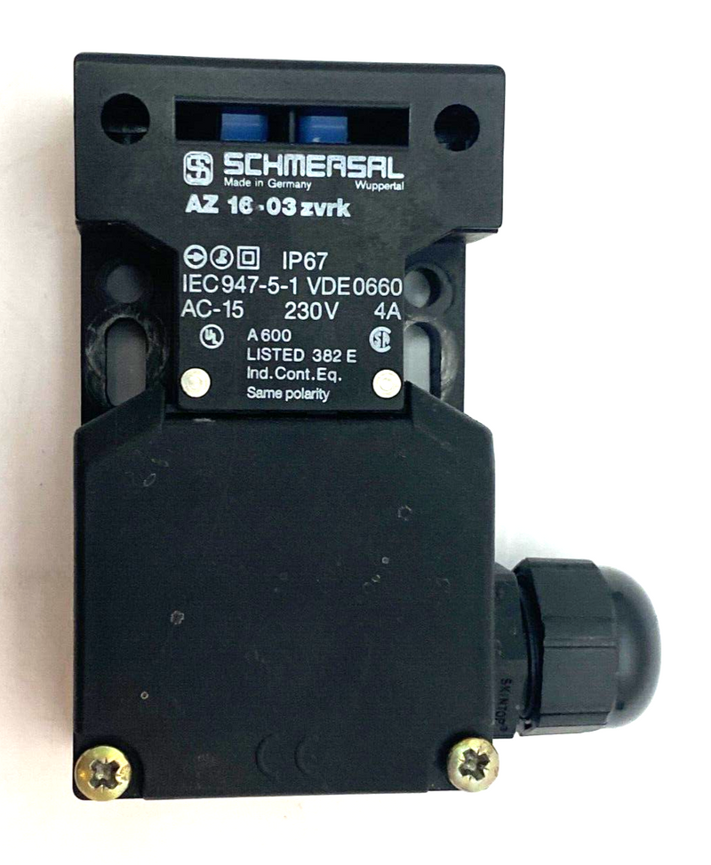 Schmersal AZ16-03zvrk Safety Interlock Switch Keyed Glass Fibre RIGHT EXIT - Maverick Industrial Sales