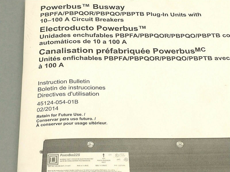 Schneider Electric 45124-054-01B Powerbus Plug-In Units Instruction Bulletin - Maverick Industrial Sales