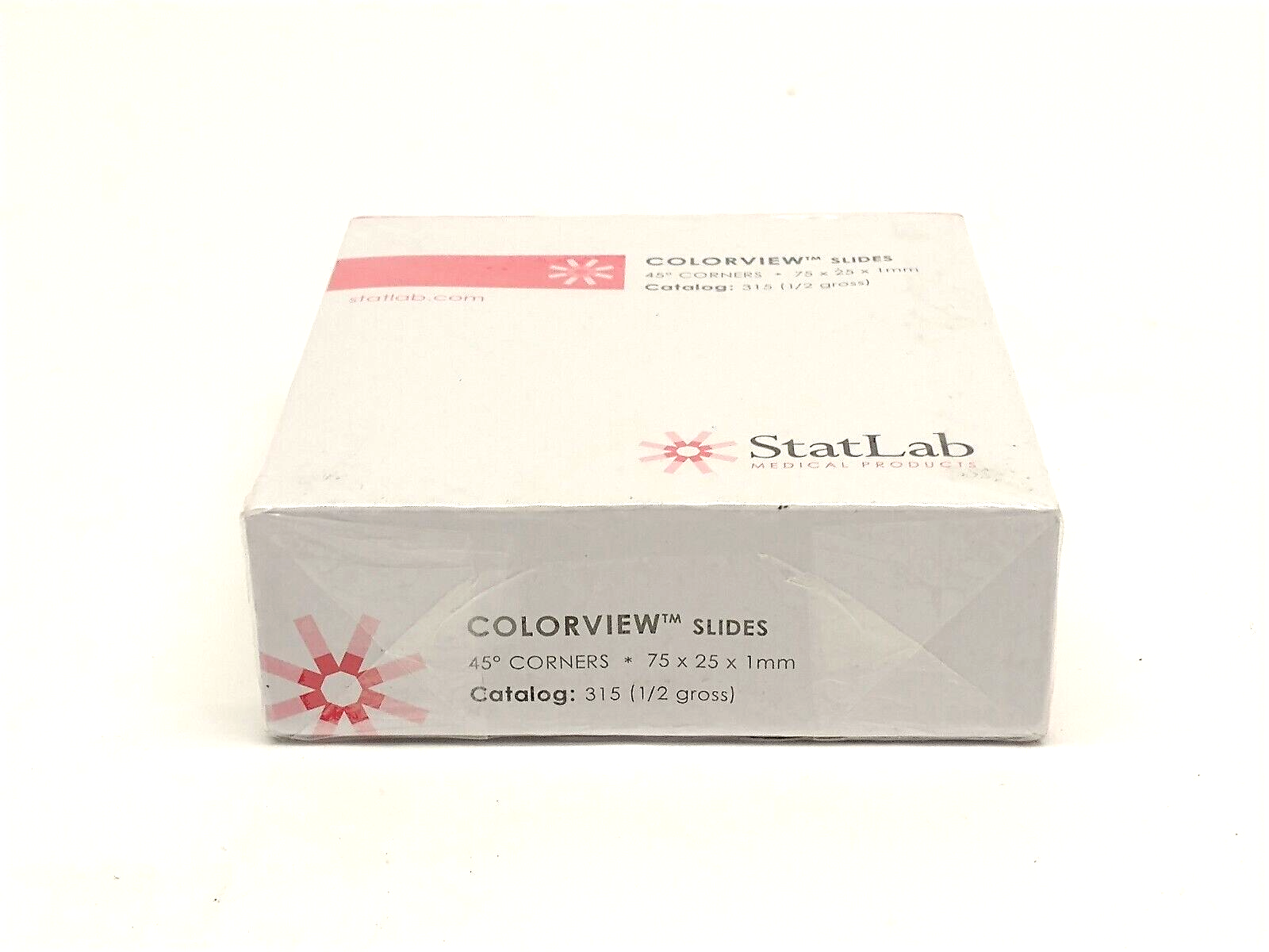 StatLab 315 Colorview Clipped Corner White Single Frost Slides 75x25x1mm 72 PACK - Maverick Industrial Sales
