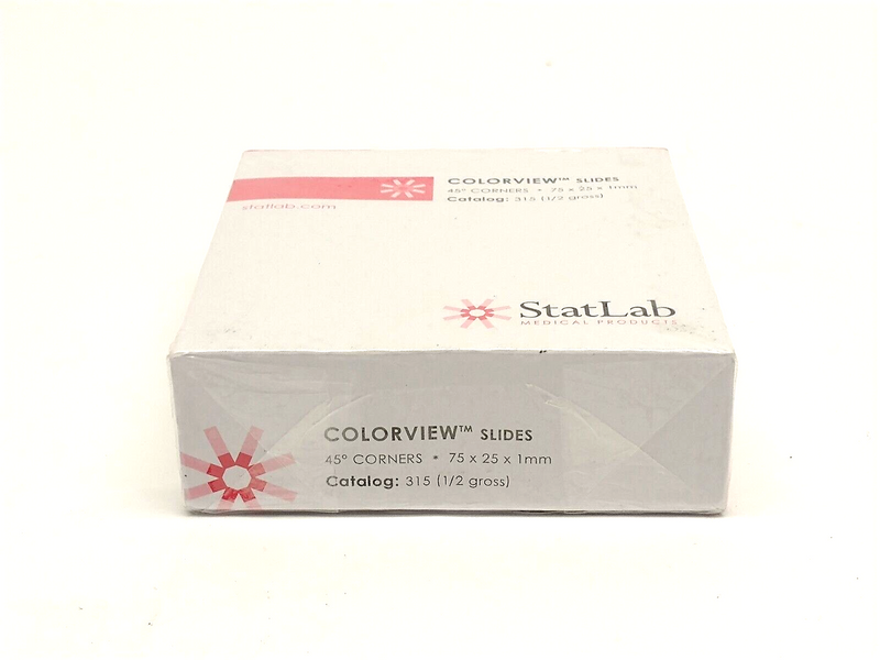 StatLab 315 Colorview Clipped Corner White Single Frost Slides 75x25x1mm 72 PACK - Maverick Industrial Sales