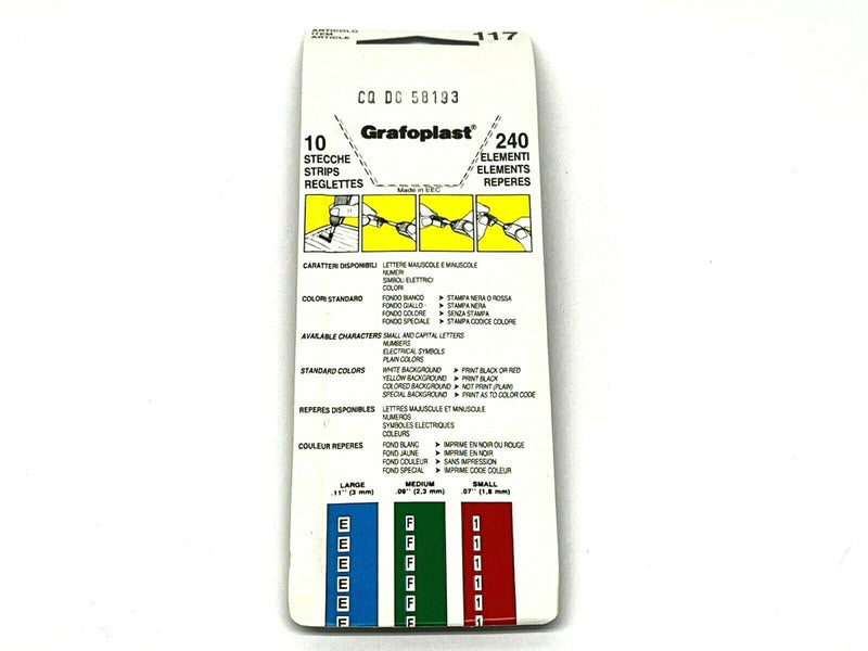 Grafoplast 117PGGBY Trasp System Wire Markers G Black on Yellow 10 Strips - Maverick Industrial Sales