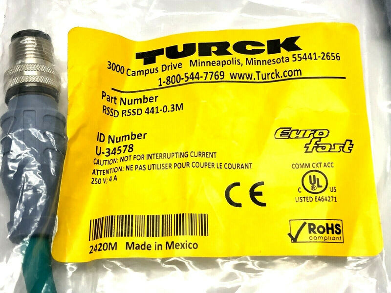 Turck RSSD RSSD 441-0.3M Double-Ended Cordset U-34578 - Maverick Industrial Sales