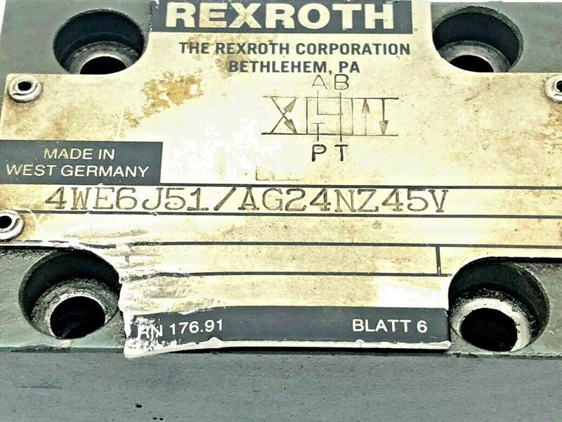 Rexroth 4WE6J51/AG24NZ45V Hydraulic Control Valve - Maverick Industrial Sales