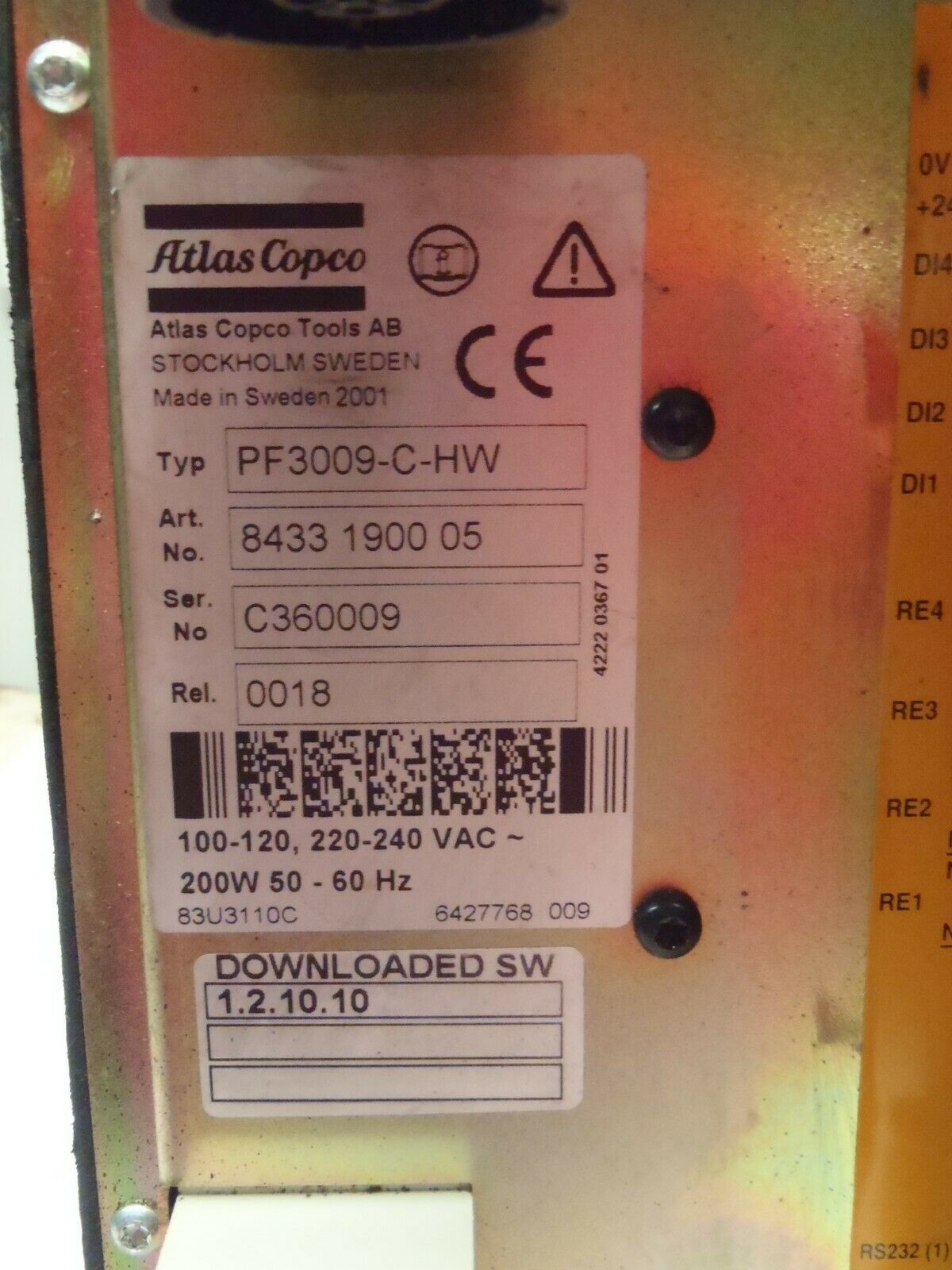 Atlas Copco 8433 1900 05 TENSOR S9 Torque Controller PF3009-C-HW - Maverick Industrial Sales