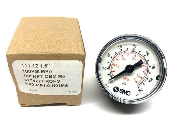 SMC K40-MP1.0-N01MS 1.5" Inch Dual Scale Pressure Gauge 160PSI 11MPa - Maverick Industrial Sales