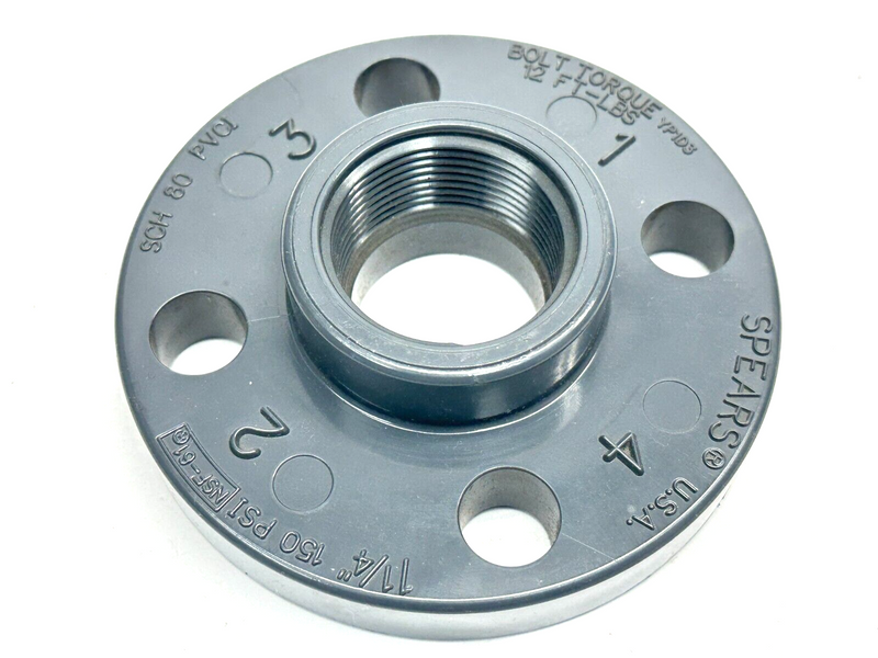 Spears 852-012 1-1/4" 1-Piece Threaded Flange PVC Schedule 80 - Maverick Industrial Sales