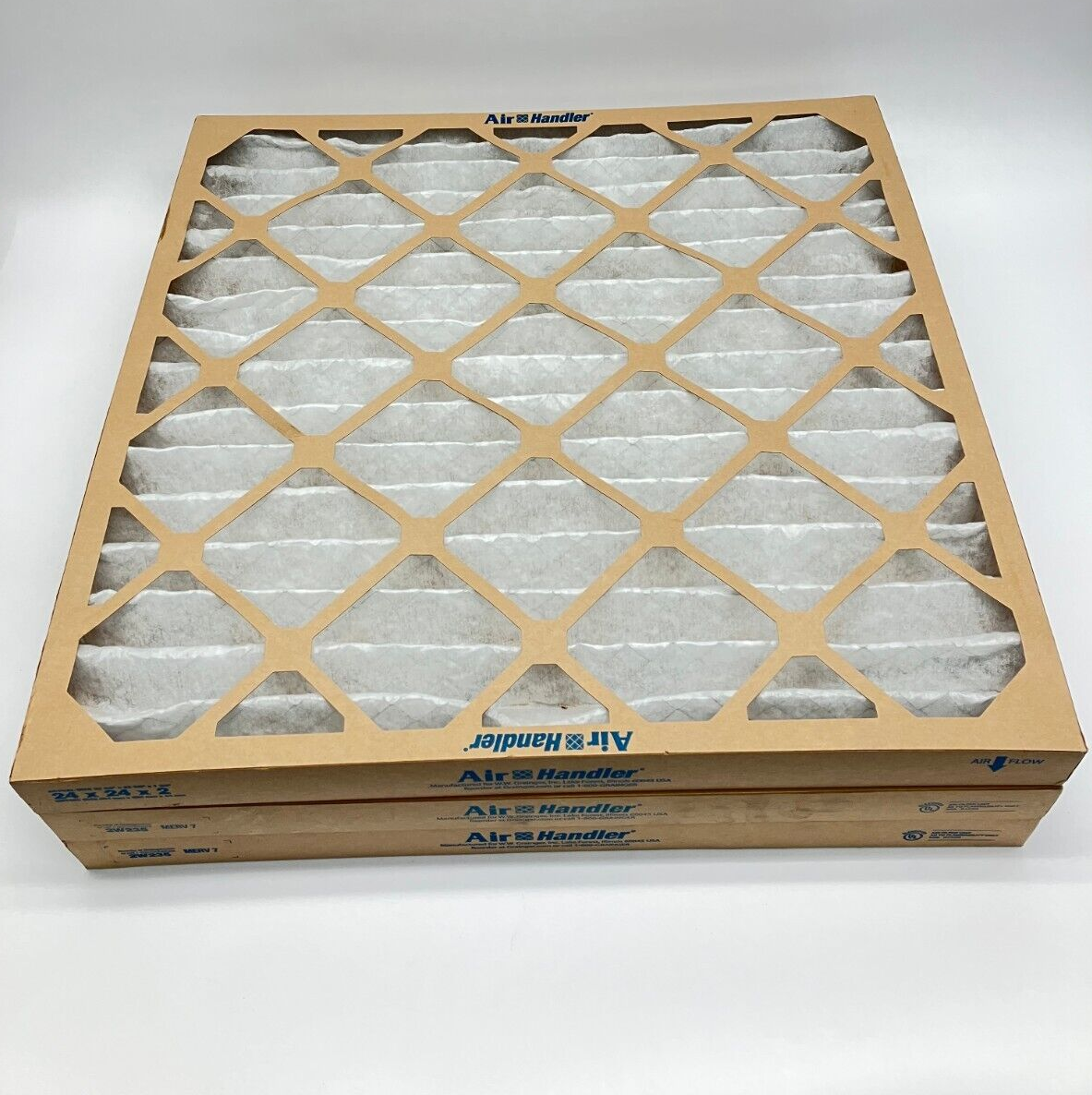 Air Handler 2W235 Synthetic Pleated Air Filter 24" x 24" x 2" LOT OF 3 - Maverick Industrial Sales