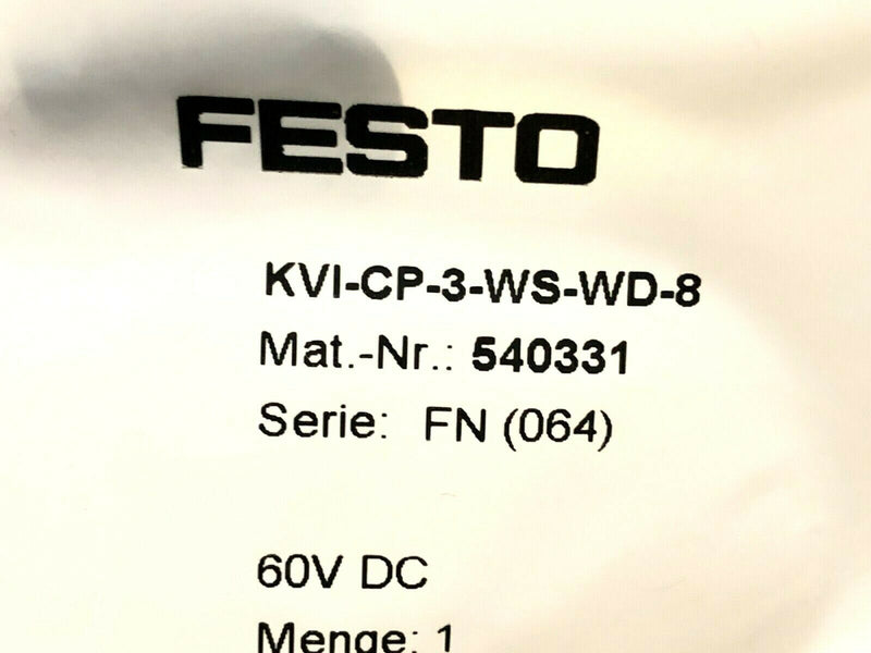 Festo KVI-CP-3-WS-WD-8 Connecting Cable M9x0.5 Male/Female 8m Length 540331 - Maverick Industrial Sales