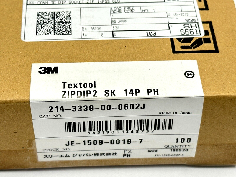3M 214-3339-00-0602J Textool DIP Socket ZIF 14POS GOLD 7.62mm Spacing BOX OF 100 - Maverick Industrial Sales