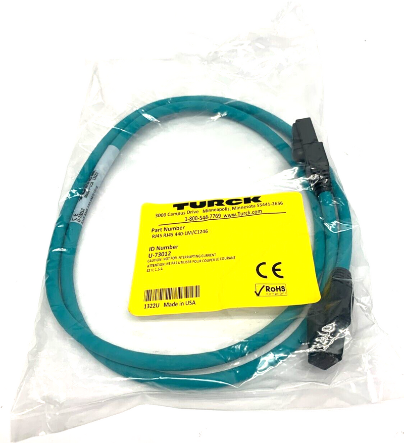 Turck RJ45 RJ45 440-1M/C1246 Cordset U-73012 - Maverick Industrial Sales