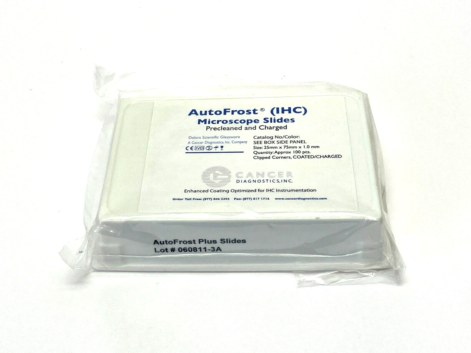 AutoFrost 060811-3A Precleaned Charged Microscope Slides PKG OF 100 - Maverick Industrial Sales