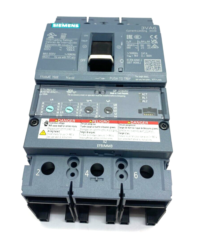 Siemens 3VA6160-0HN31-0AA0 Molded Case Circuit Breaker 3-Pole 600V Max - Maverick Industrial Sales