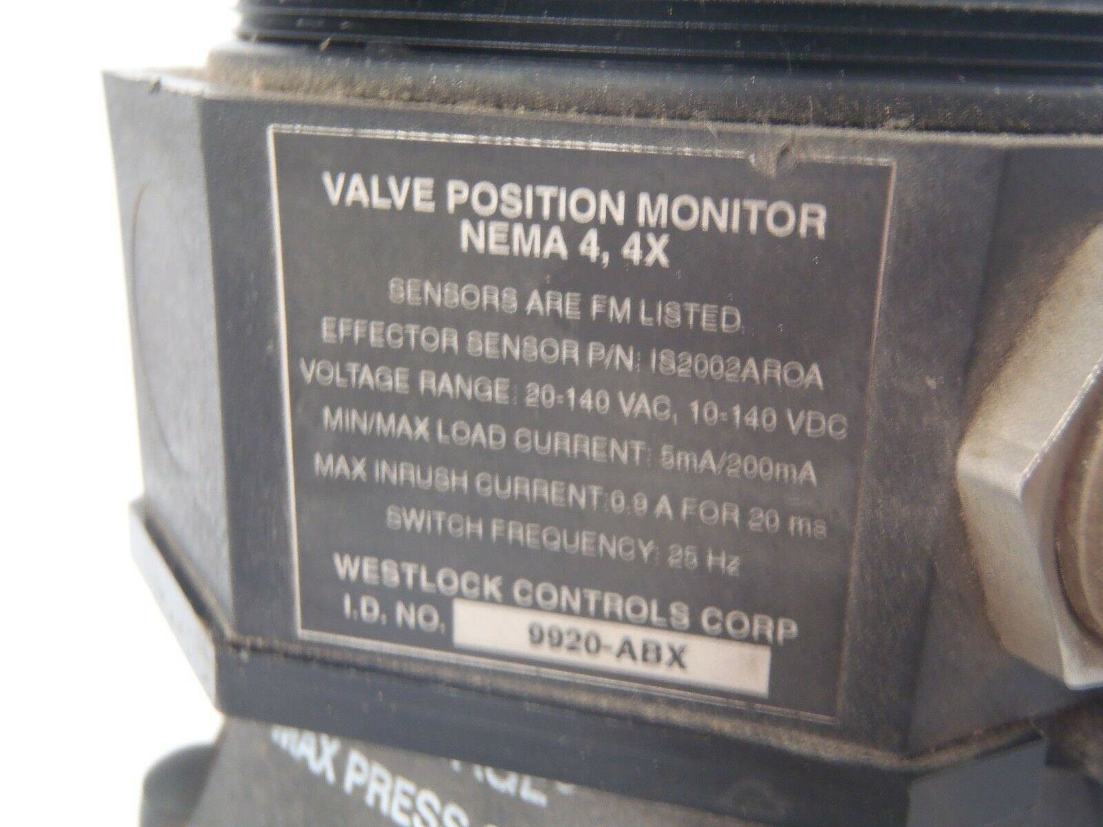 Westlock 9920-ABX Valve Position Monitor W/ Advantage Spring-To-Close; 60PSI Spr - Maverick Industrial Sales
