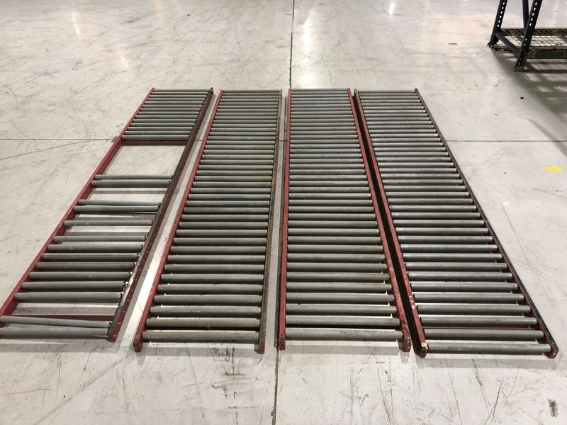 Gravity Flow Rolling Conveyor, 24"W x 10' Sections, LOT OF 4 Sections, 40-Feet - Maverick Industrial Sales