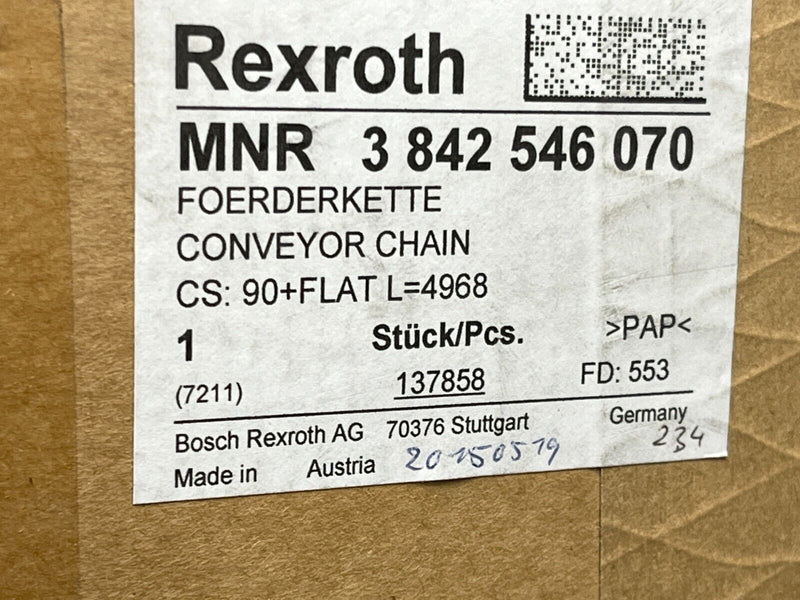 Rexroth 3842546070 Conveyor Chain 90+FLAT L4968 - Maverick Industrial Sales