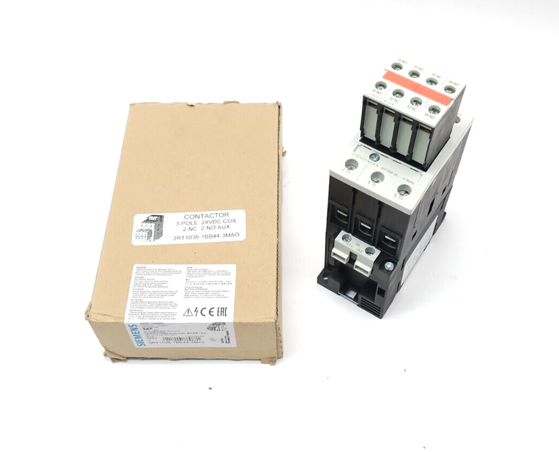 Siemens 3RT1036-1BB44-3MA0 Contactor, 2NO 2NC 3-Pole, 24VDC Coil - Maverick Industrial Sales