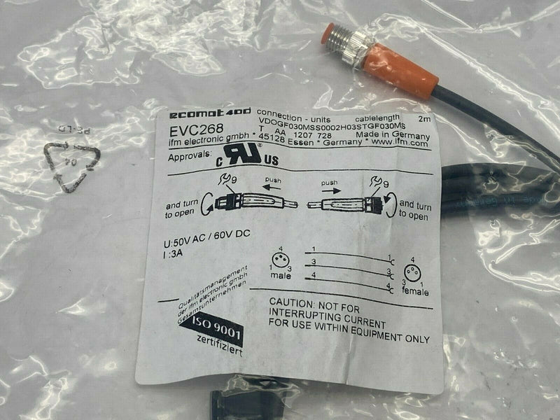 ifm EVC268 M8 Double-Ended Cordset 2 Meter VDOGF030MSS0002H03STGF030MSS - Maverick Industrial Sales