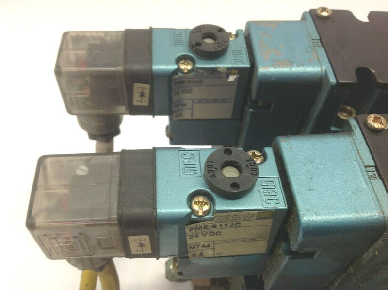 Mac Valves PME-611JC 24 VDC Solenoid Valves 2X w/ MM-A2B-231 Manifolds 2X - Maverick Industrial Sales