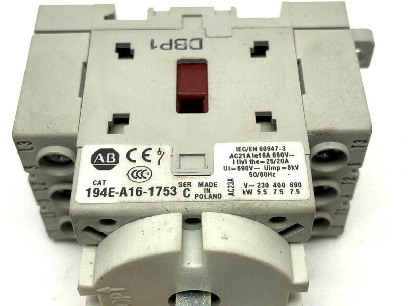 Allen Bradley 194E-A16-1753 Ser. C Disconnect Switch 3P 16A w/ Eaton Handle - Maverick Industrial Sales