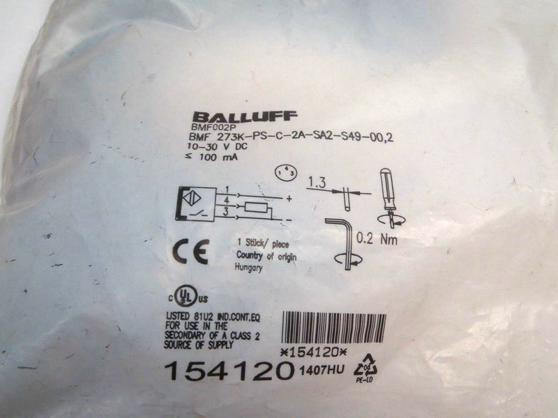 Balluff BMF002P BMF 273K-PS-C-2A-SA2-S49-00,2 Magnetic Field Sensor 10-30 VDC - Maverick Industrial Sales