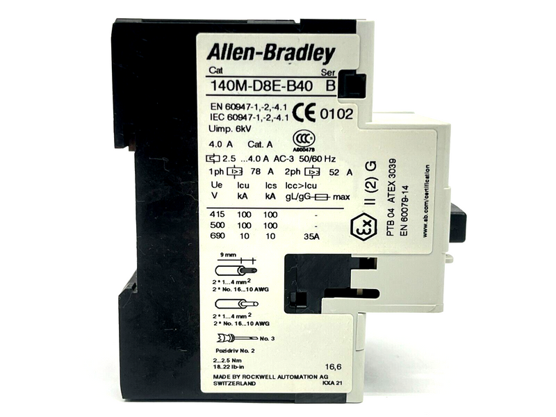 Allen Bradley 140M-D8E-B40 Ser B Motor Protector Circuit Breaker w/ 140M-C-A - Maverick Industrial Sales