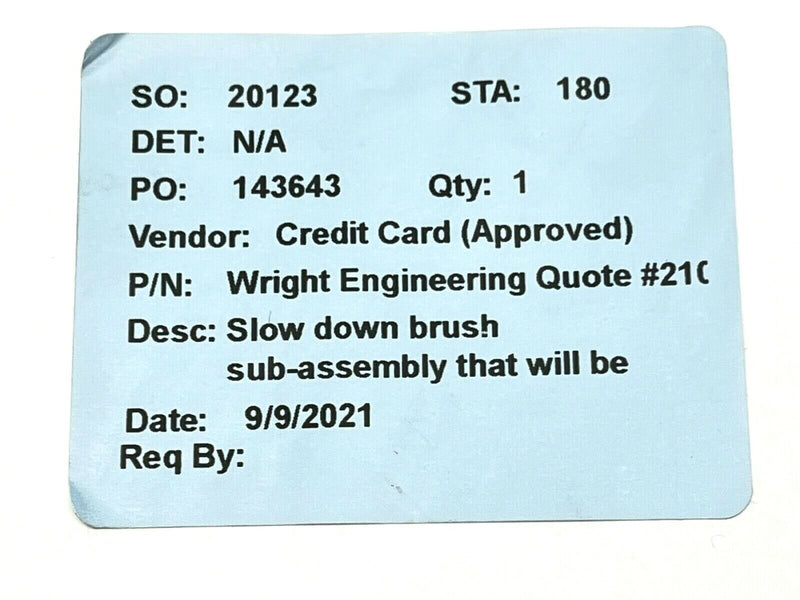 Wright Engineering Brush Sub-Assembly 36" Length 4" Height 2" Brush w/ Brackets - Maverick Industrial Sales