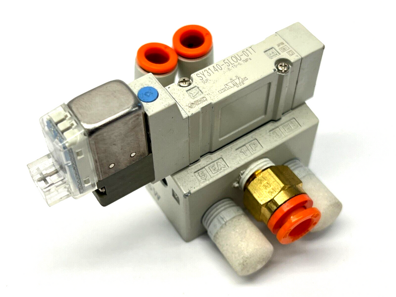 SMC SY3140-5LOU-01T Solenoid Valve 24VDC w/ SY3000-27-1 Manifold Base - Maverick Industrial Sales