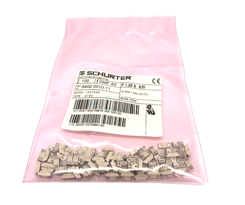 Schurter 3402.0010.11 Sub-Miniature Fuse Links PACK OF 100 - Maverick Industrial Sales