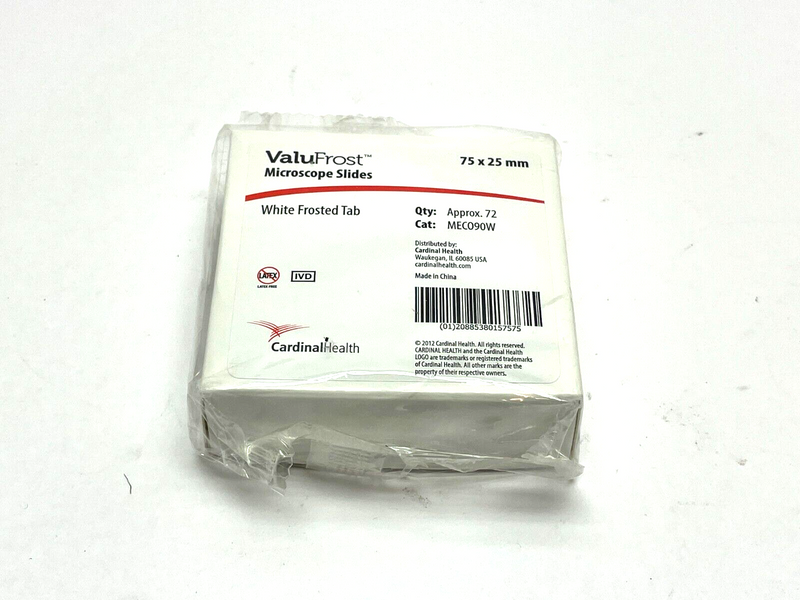 Cardinal Health ValuFrost MECO90W Microscope Slides PKG OF 72 - Maverick Industrial Sales