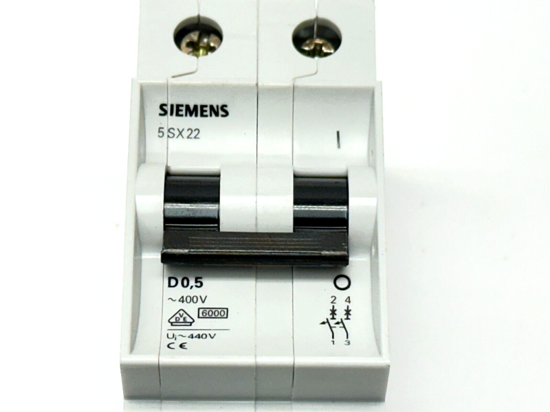 Siemens 5SX23 D0.5 Circuit Breaker 0.5A 480V 2-Pole - Maverick Industrial Sales