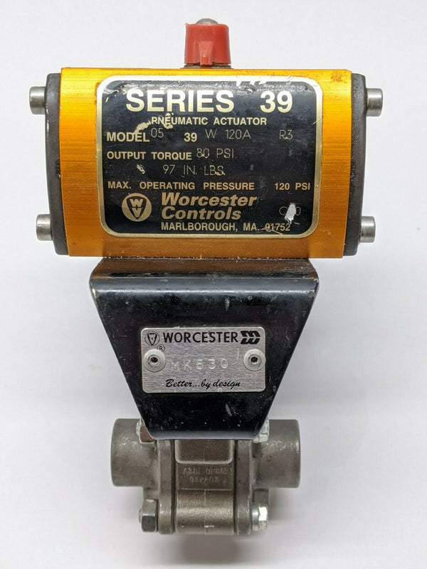 Worcester Controls 0539W120AR3 Pneumatic Actuator Series 39 w/ 1/4" Ball Valve - Maverick Industrial Sales