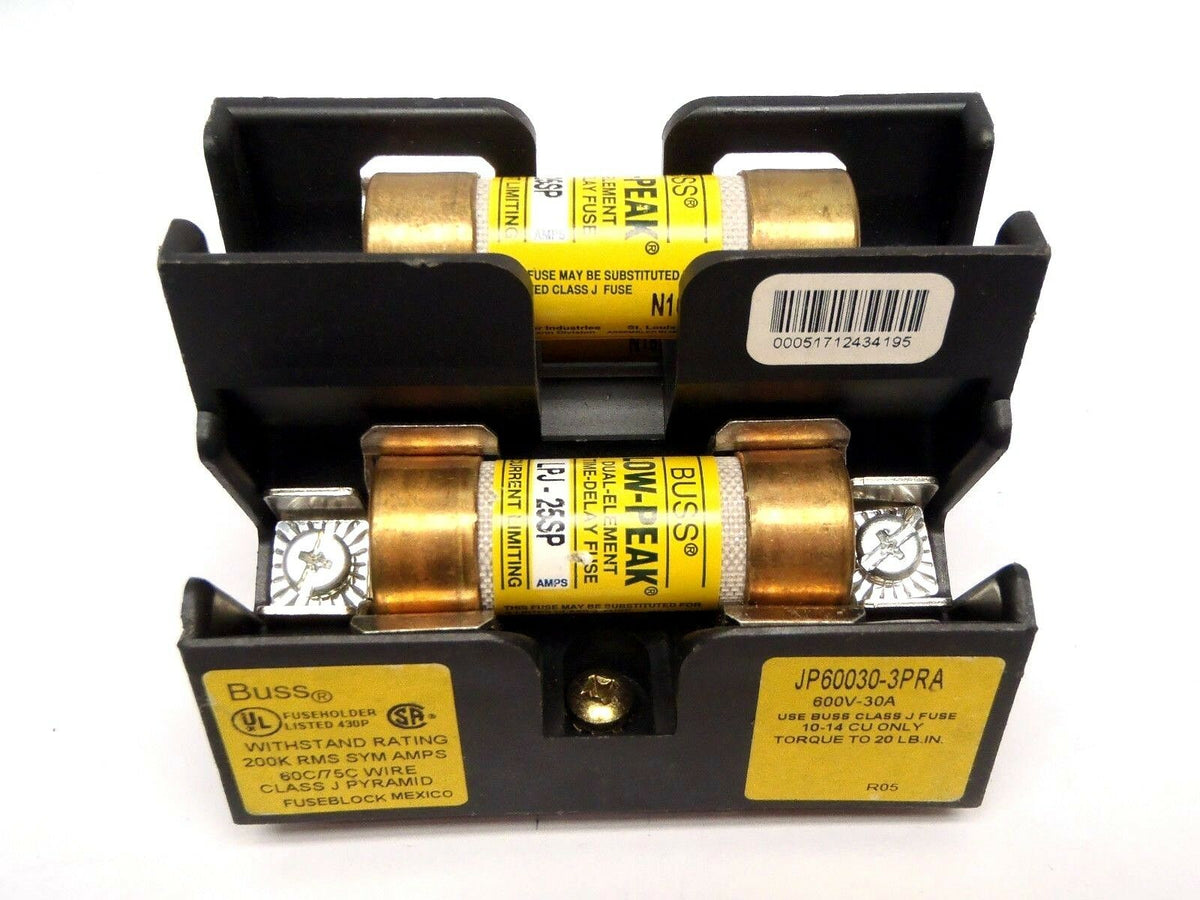 Fuses Pyramids JP60030-3PRA | Buss JP60030-3PRA Pyramid Fuse Holder Block 600V-30A W ...