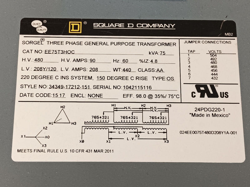 Square D IPC2TC-1EE Integrated Power Center 2 (IPC2) Transformer Combo 480/277V - Maverick Industrial Sales