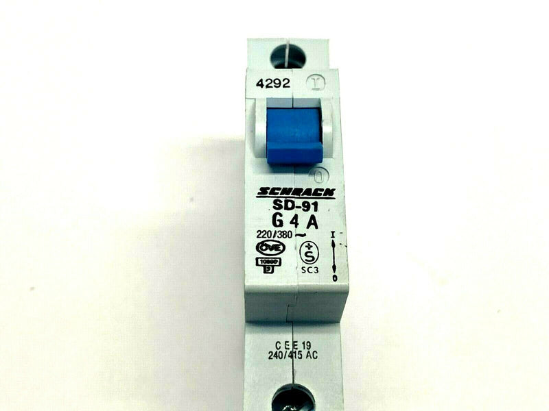 Schrack SD-91 G 4A Circuit Breaker 1P 220/380V - Maverick Industrial Sales