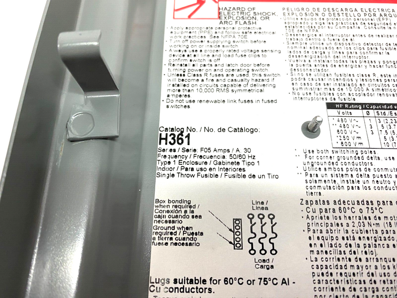 Square D H361 Heavy Duty Safety Switch Fusible Single Throw Type 1 Enclosure - Maverick Industrial Sales