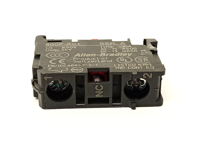 Allen Bradley 800F-X01 Ser A Contact Block 22.5mm Plastic 1 NO - Maverick Industrial Sales