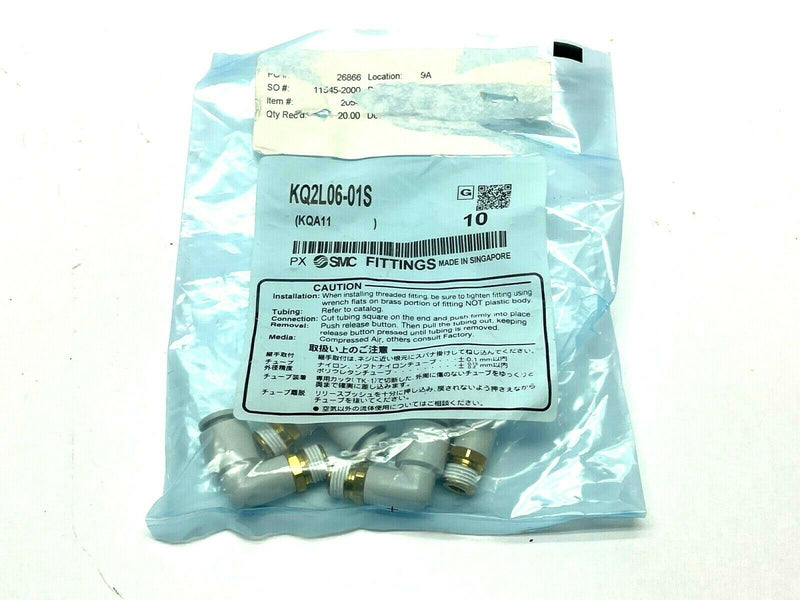 SMC KQ2L06-01S Male Elbow Fitting PKG OF 4 - Maverick Industrial Sales