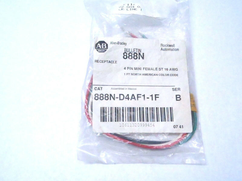 Allen Bradley 888N-D4AF1-1F Receptacle 4 Pin Mini ST 16 AWG SER B - Maverick Industrial Sales