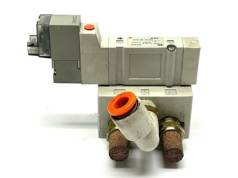 SMC SY3140-5LOU-01T Solenoid Valve w/ SY3000-27-1 Manifold Base - Maverick Industrial Sales