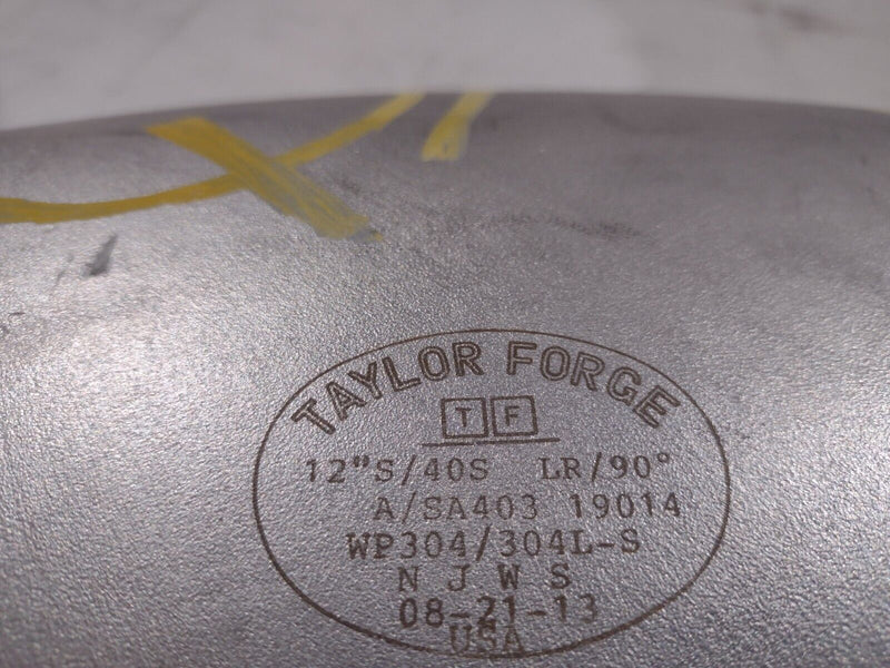 Taylor Forge 12" Long Radius 90 Degree Elbow Butt Weld Sch40 304 Stainless Steel - Maverick Industrial Sales