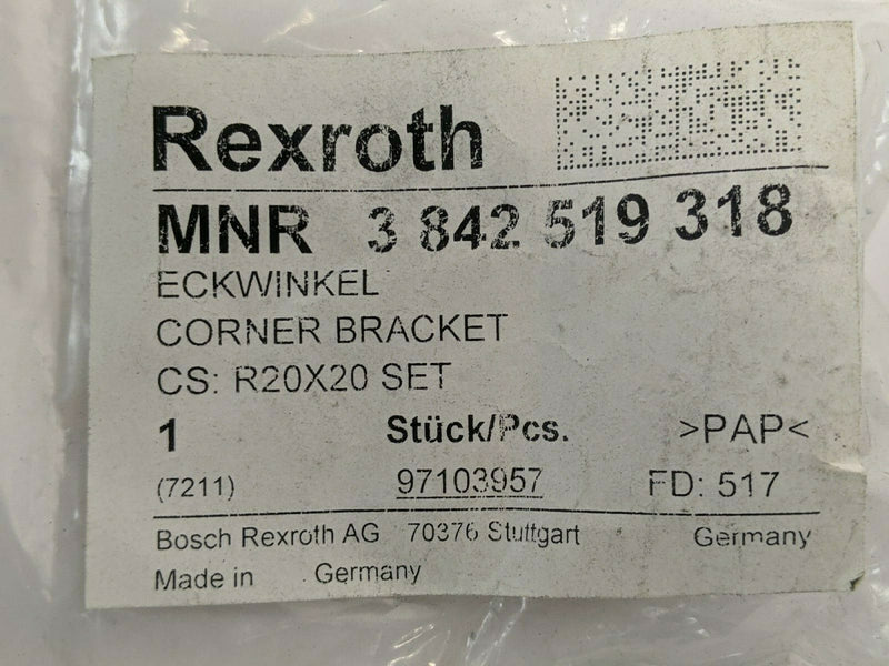 Bosch Rexroth 3842519318 Corner Bracket R20X20 Set - Maverick Industrial Sales