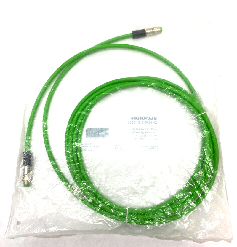 Beckhoff ZK1090-3131-0030 EtherCAT Double Ended Cable Male M8 to Male M8 3m - Maverick Industrial Sales