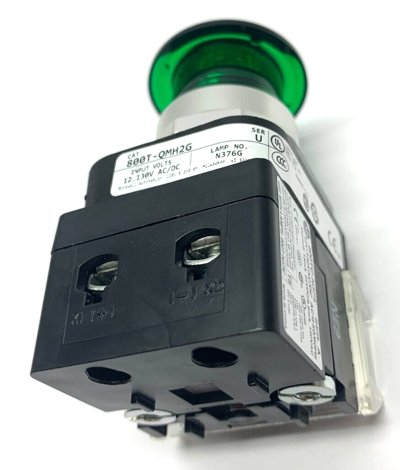 Allen Bradley 800T-QMH2B Ser U 30mm Green Illuminated Push Button 40mm Mush Head - Maverick Industrial Sales