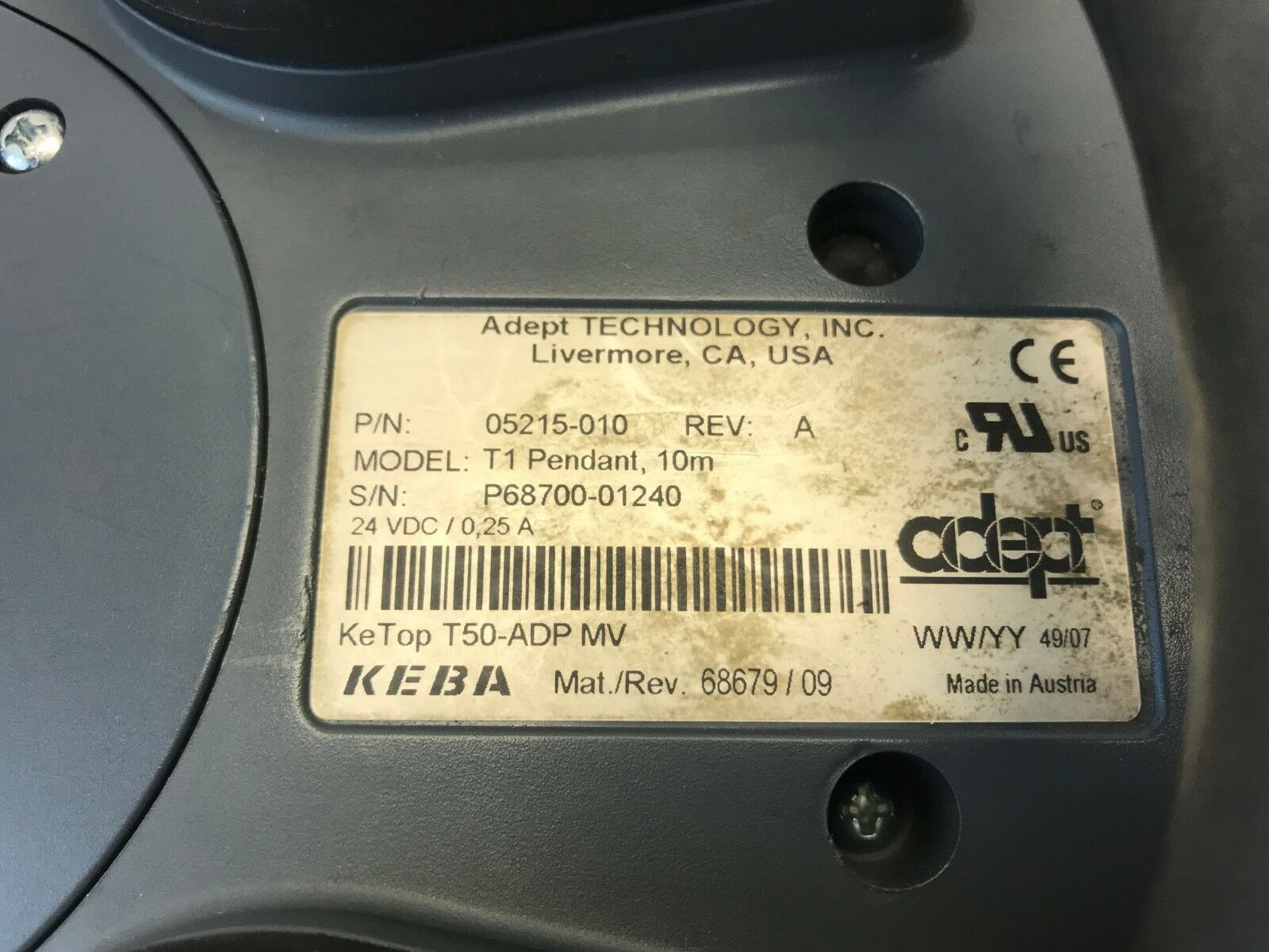 Adept Technology 05215-010 Rev. A Model T1 Pendant KeTop T50-ADP MV - Maverick Industrial Sales